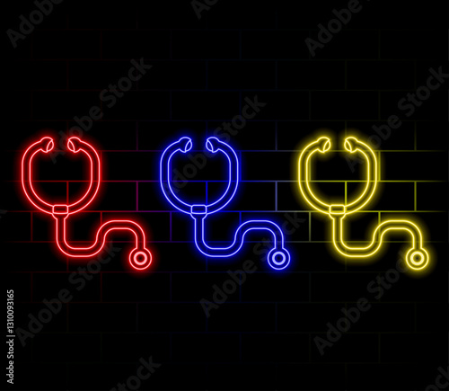 Stethoscope neon icon. Simple thin line, outline vector of medical icons for ui and ux, website or mobile application