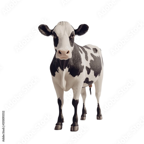 A Curious Holstein Cow Gazes Directly at the Camera Showing Gentle Eyes and a Calm Demeanor