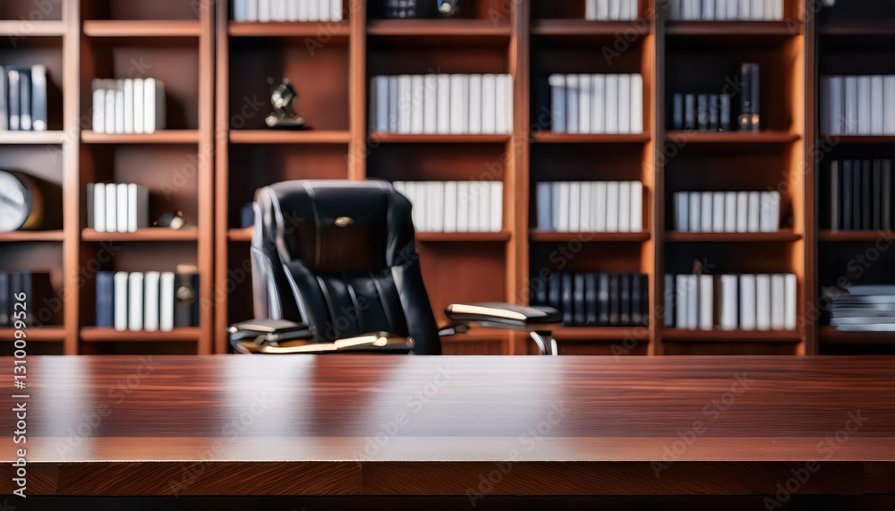 Closeup of CEOs Office Table with Bookcase Elegant Wood Grain and Stacks of Books Amidst a Minimalistic yet Warm Environment, Encapsulating a Sense of Business Acumen and Intellectual Prowess. Closeup of CEOs Office Table with Bookcase Elegant Wood Grain and Stacks of Books Amidst a Minimalistic yet Warm Environment, Encapsulating a Sense of Business Acumen and Intellectual Prowess.