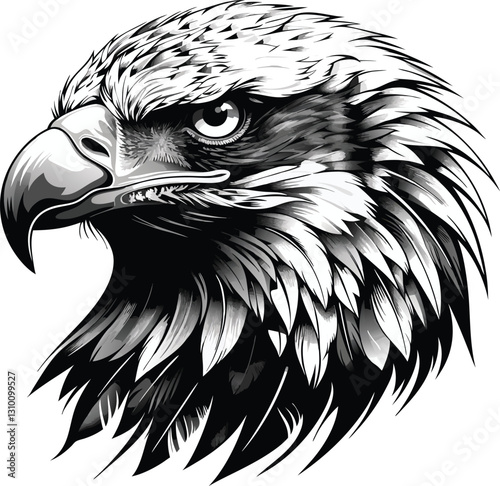 Vector artwork of an eagle head on a white backdrop