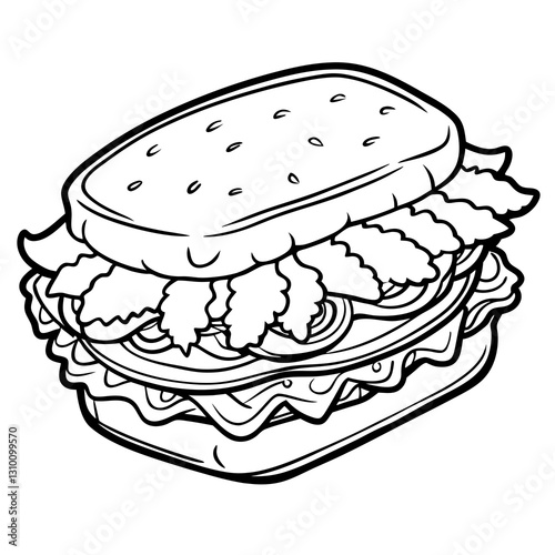 Close-up of a delicious sandwich with fresh ingredients and toppings