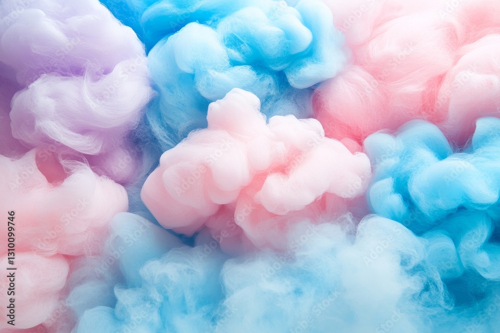 Fototapeta premium Soft pastel-colored cotton candy clouds in shades of blue and purple