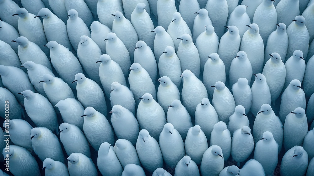 Fototapeta premium A flock of white birds gathered in the center of a cluster of white birds