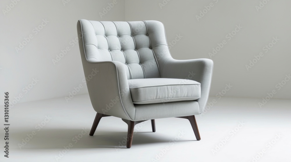 Modern Button Tufted Armchair Grey Fabric Mid Century Modern Button Tufted Armchair Grey Fabric Mid Century
