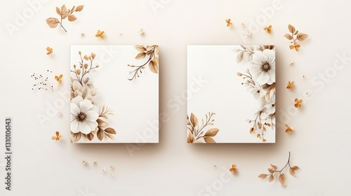 Elegant Floral Cards on Light Background