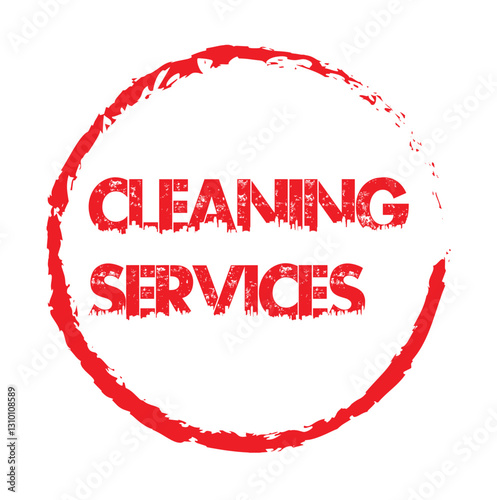  red stamp on white background. cleaning service vector icon