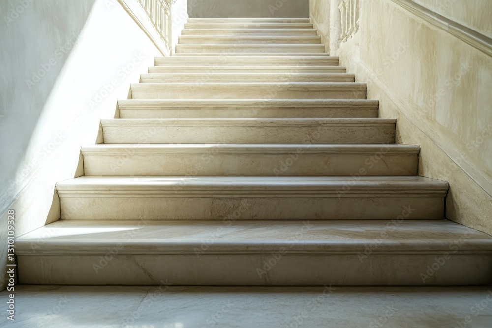 Elegant Marble Staircase in Soft Natural Light Shadows and Texture Elegant Marble Staircase in Soft Natural Light Shadows and Texture