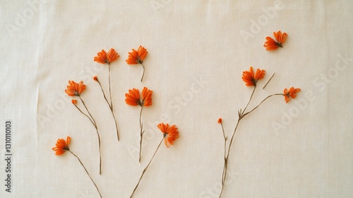 Elegant orange flower embroidery design