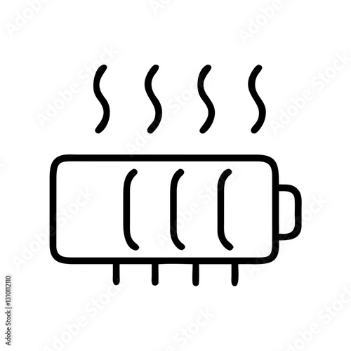 Overheating electronic component icon in black outline style