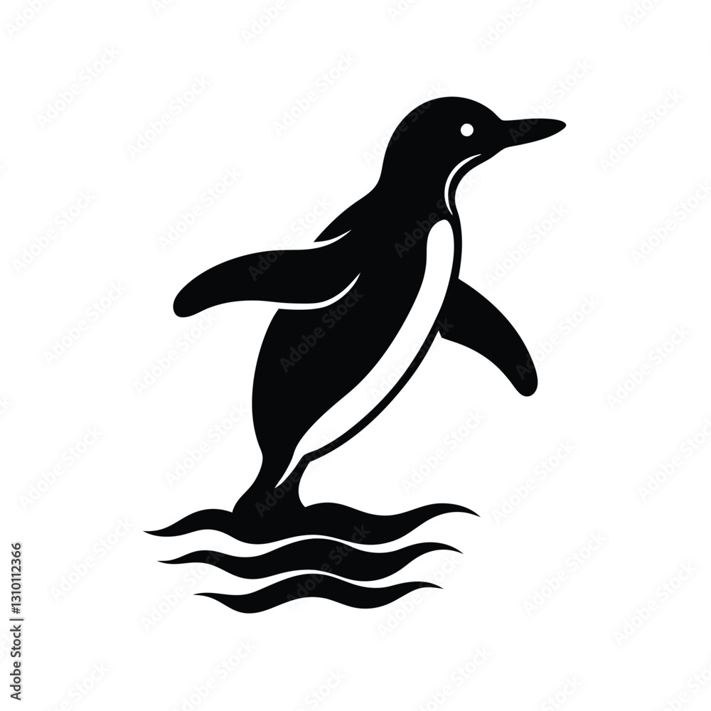 Fototapeta premium Penguin vector silhouette animal.