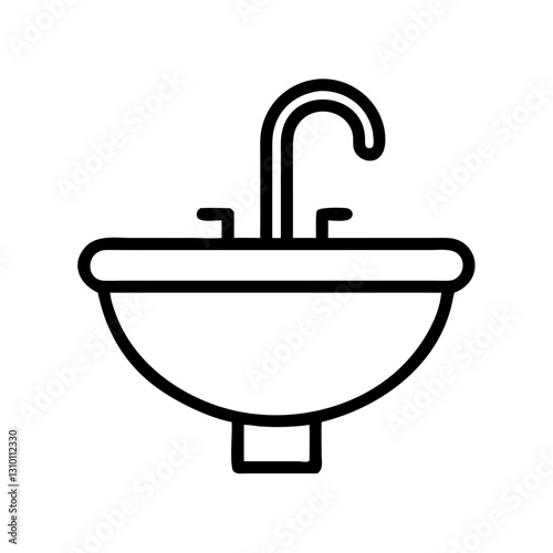 Sink with faucet line icon