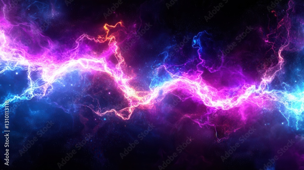 Dynamic abstract art filled with bright neon colors and explosive light patterns creating a sense of surprise and movement Generative AI