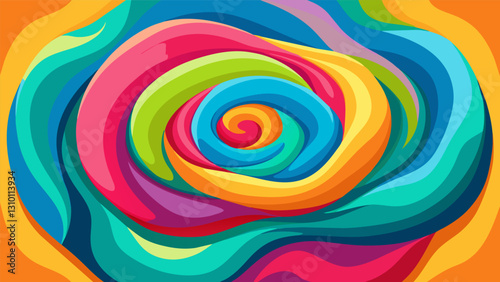 Bright bold colors mix and swirl together as the kinetic sand is manipulated and shaped creating a vibrant and unique piece of art.. Vector illustration