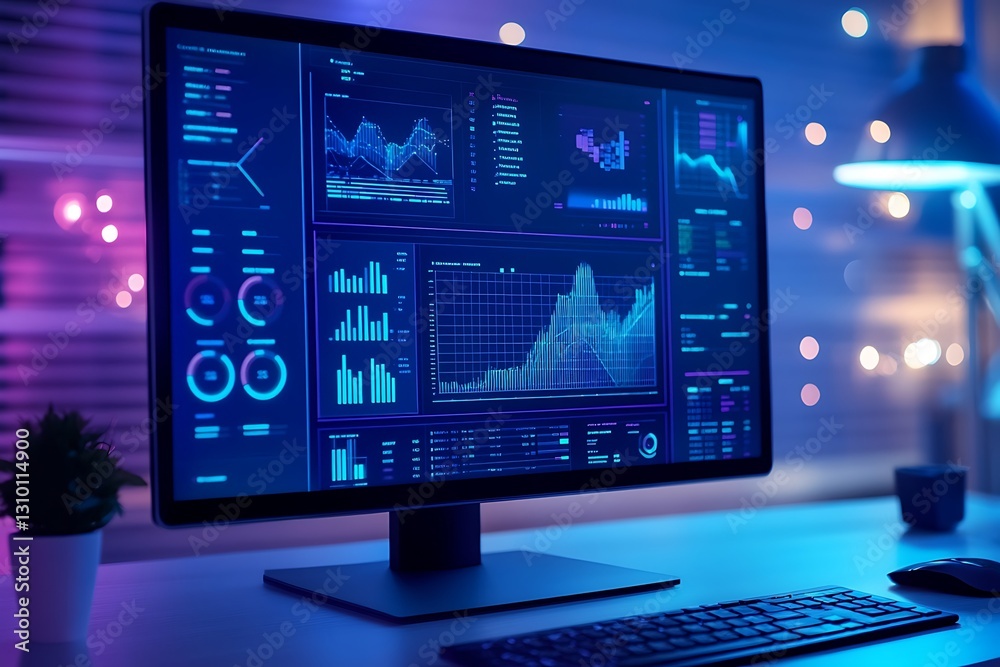 Monitor with network dashboard reflects real-time data and system health vividly well Monitor with network dashboard reflects real-time data and system health vividly well