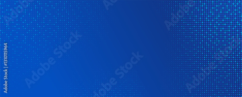 Gradient blue halftone pixel background, glowing and shimmering faded dot pattern on dark abstract background, luxury cover polka dots, futuristic technology innovation template. Art & Illustration