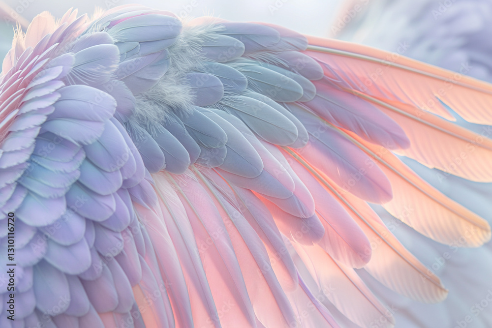 Obraz premium A serene nature-inspired art piece showcasing the delicate, soft pastel wings of a bird 