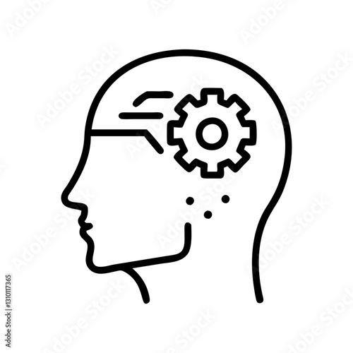 AI head icon with gears showing innovative technology concept