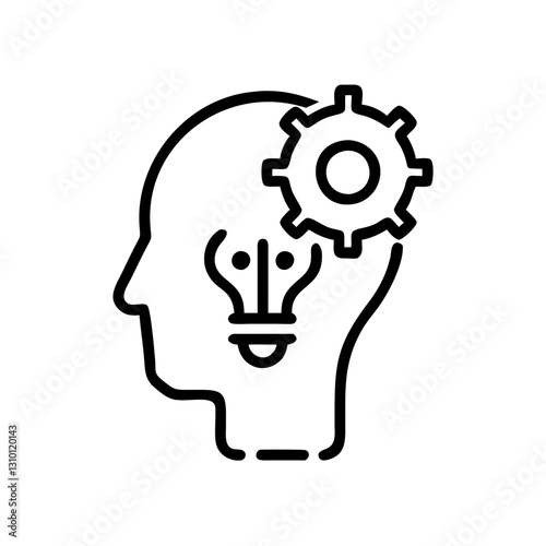 Intelligent machine icon with gear, technological innovation concept