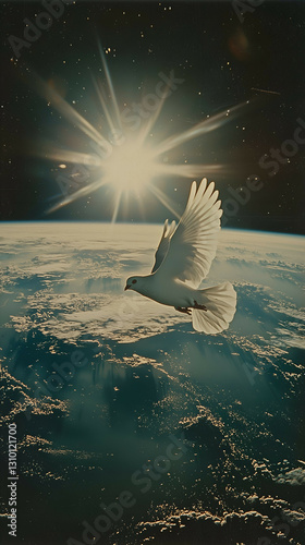 Majestic Dove Soars Above Earth: Capturing the Serenity & Vastness of the Cosmos