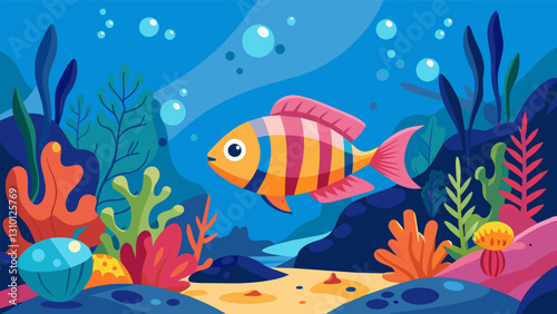 In my dream I was underwater surrounded by shimmering fish and coral reefs and I recreated the mesmerizing scene in my journal using layers of vibrant. Vector illustration