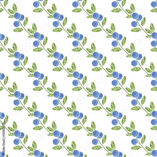 Blueberry.  Seamless vector pattern with hand wild berries on a white background. Perfect for design templates, wallpaper, wrapping, fabric, print and textile.