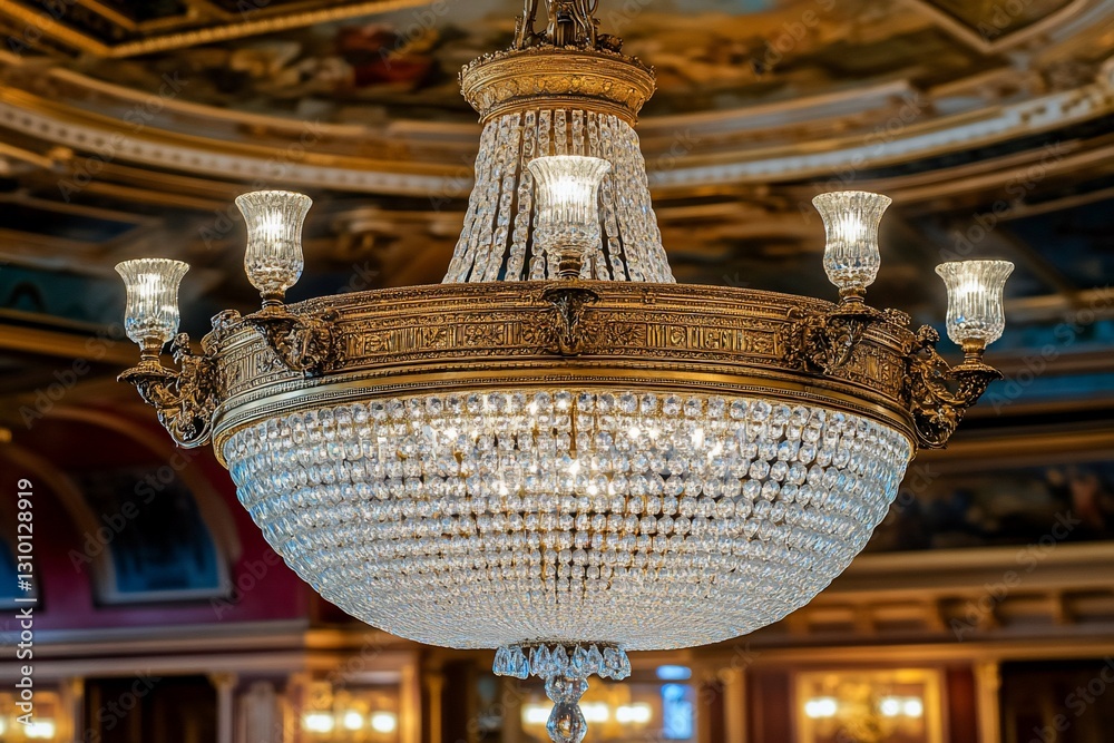 Obraz premium Ornate crystal chandelier with gold accents