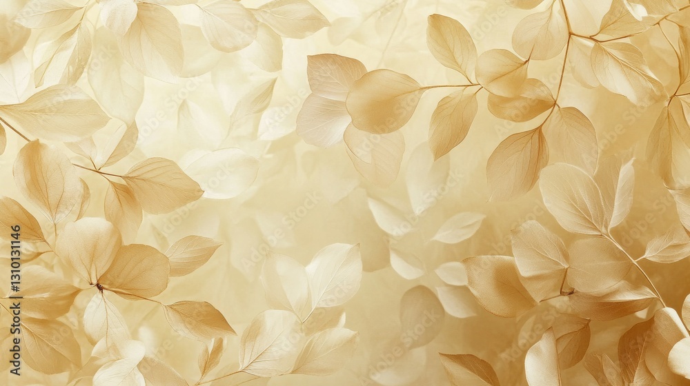 Dreamy nature-inspired abstract design with soft beige petals and translucent leaves for a timeless look Dreamy nature-inspired abstract design with soft beige petals and translucent leaves for a timeless look