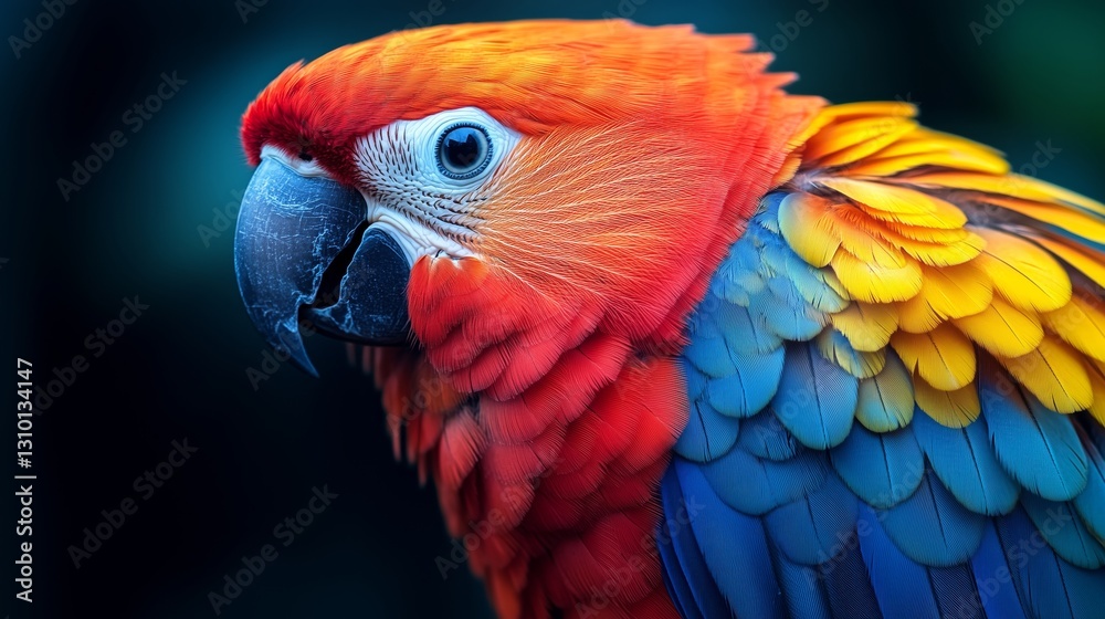 Fototapeta premium Vibrant bird feathers close-up. AI