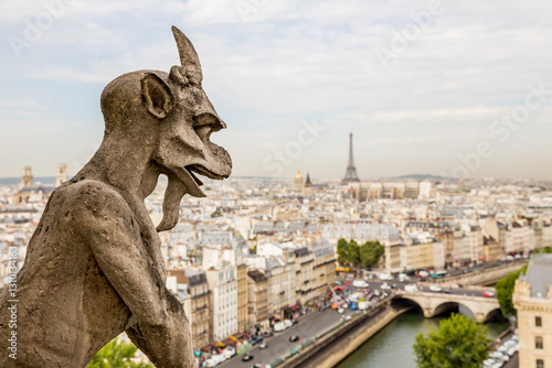 Gargoyle on the Cathedral of Notre Dame in Paris