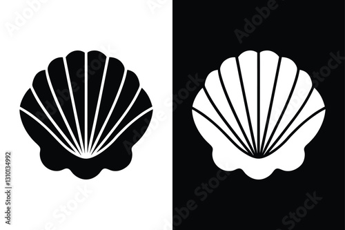 Scallop icon vector on White Background ,Vector Art Illustration on white background.