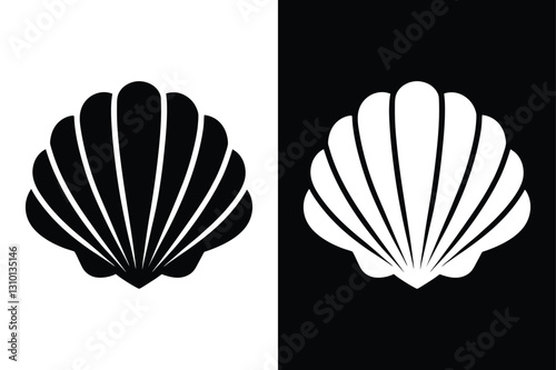 Scallop icon vector on White Background ,Vector Art Illustration on white background.