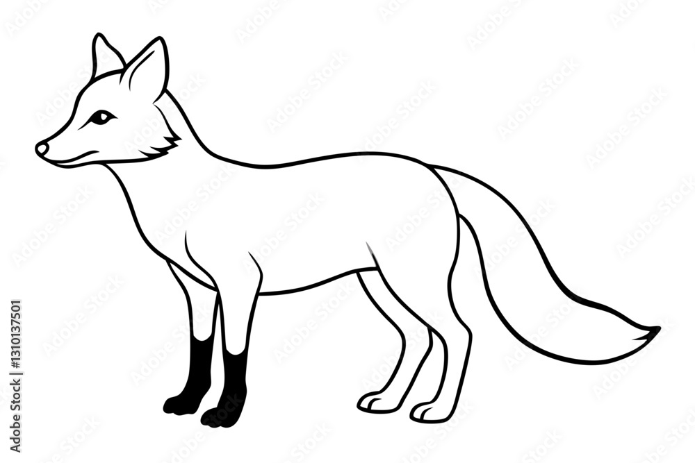 Fototapeta premium fox silhouette line art vector illustration with a white background