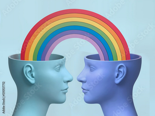 Communication humain tête ouverte arc-en-ciel esprit positif	