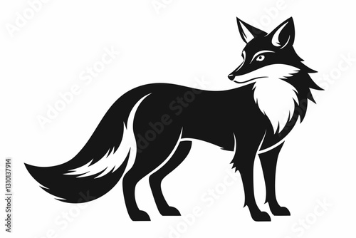 fox silhouette line art vector illustration with a white background