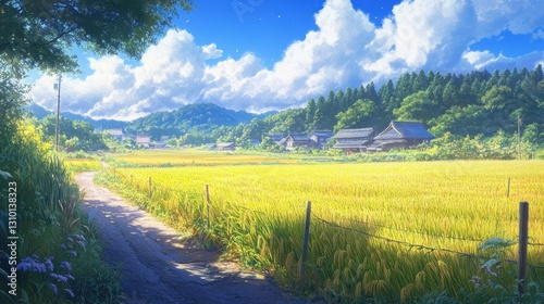 Sunny Japanese Countryside Fields