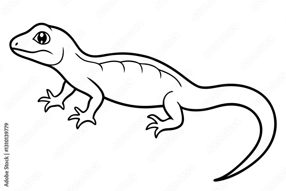 Obraz premium gecko silhouette line art vector illustration with a white background