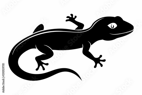 gecko silhouette line art vector illustration with a white background