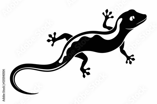 gecko silhouette line art vector illustration with a white background