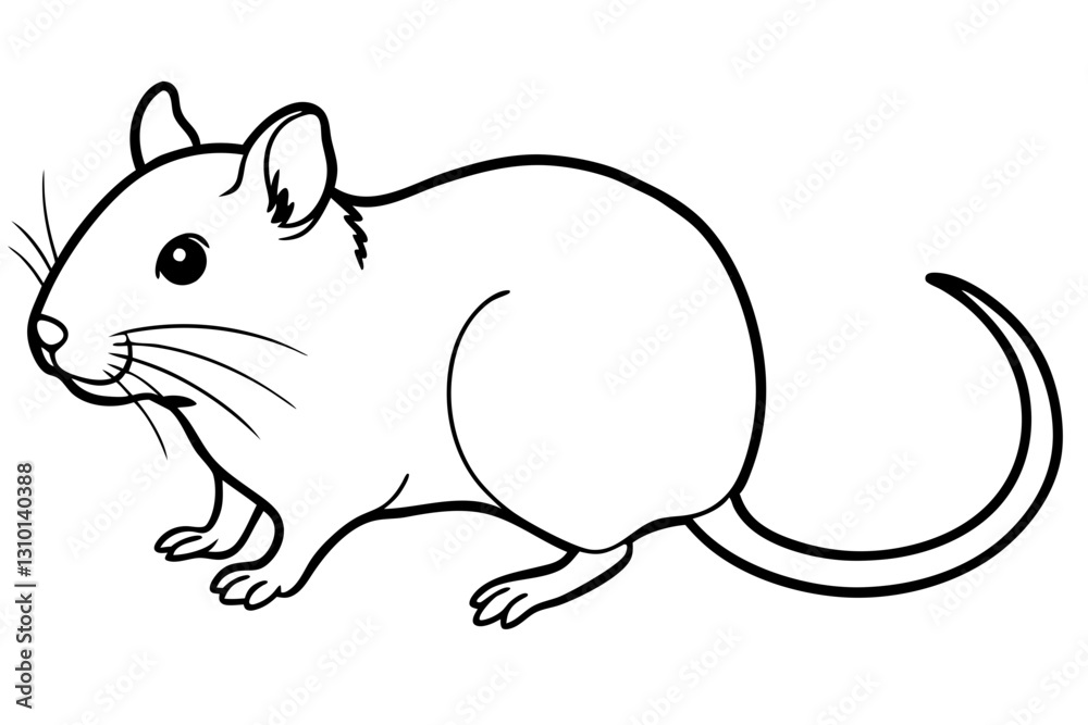 Fototapeta premium gerbil silhouette line art vector illustration with a white background