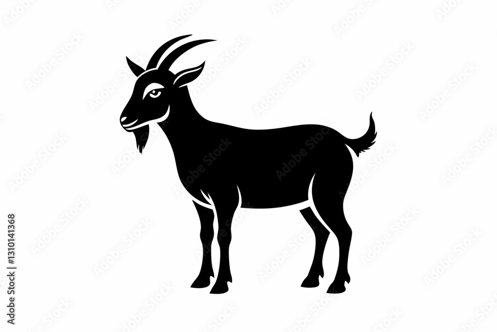 goat silhouette line art vector illustration with a white background goat silhouette line art vector illustration with a white background