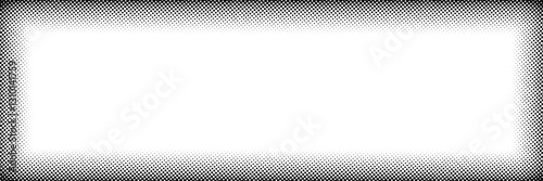 Dotted border comic, halftone rectangle grain frame template pop art fading gradient style black white color vector
