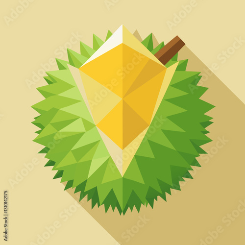 Colorful abstract illustration of a tropical fruit surrounded by foliage