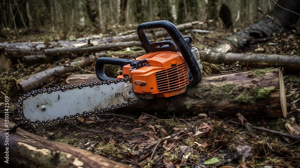 Chainsaw with dirt and moss-covered blade HD images Chainsaw with dirt and moss-covered blade HD images