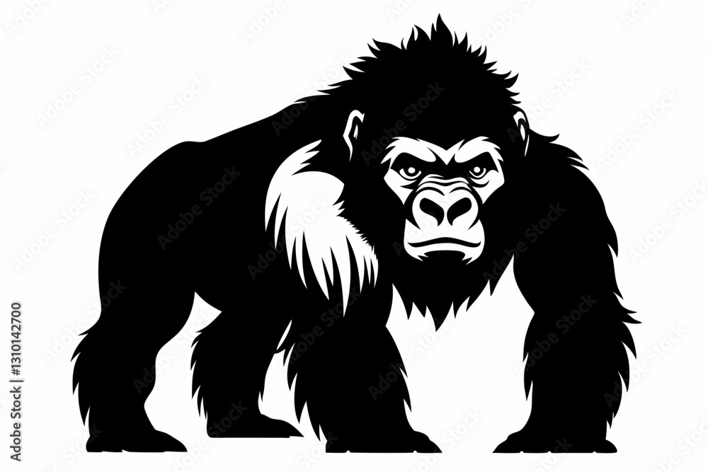 gorilla silhouette line art vector illustration with a white background gorilla silhouette line art vector illustration with a white background
