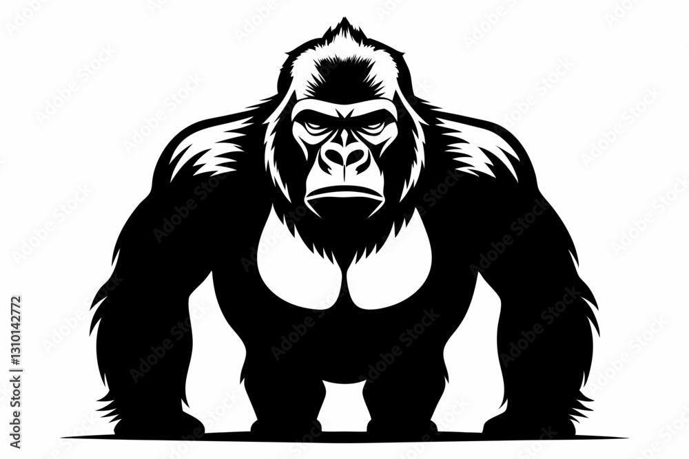 gorilla silhouette line art vector illustration with a white background gorilla silhouette line art vector illustration with a white background