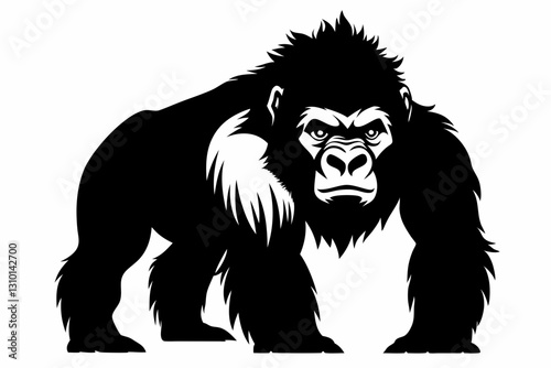 gorilla silhouette line art vector illustration with a white background