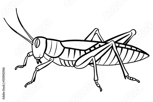 grasshopper silhouette line art vector illustration with a white background