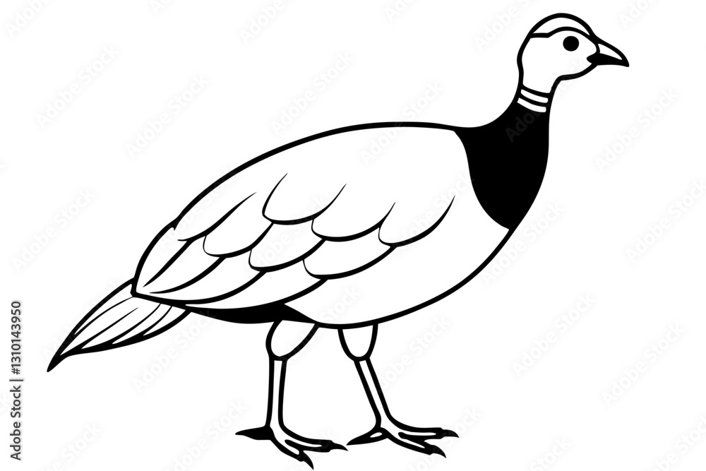Fototapeta premium guineafowl silhouette line art vector illustration with a white background