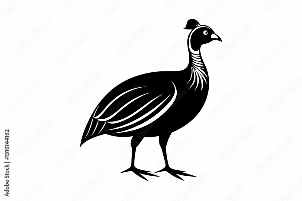Fototapeta premium guineafowl silhouette line art vector illustration with a white background
