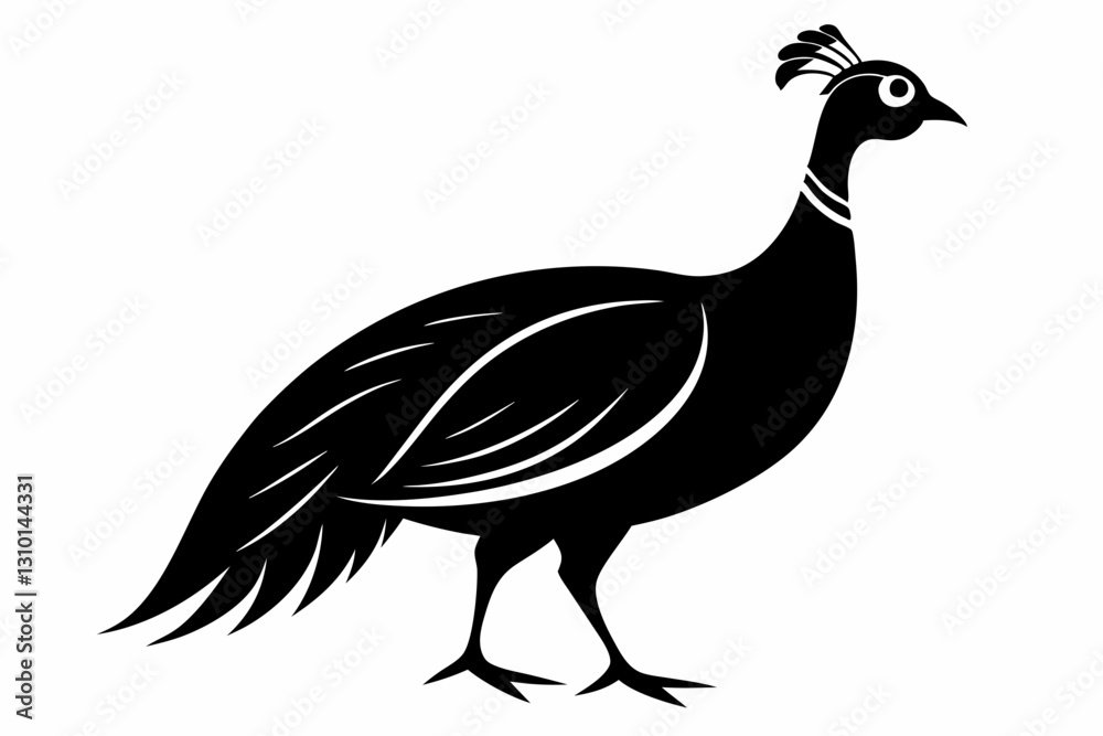 Fototapeta premium guineafowl silhouette line art vector illustration with a white background